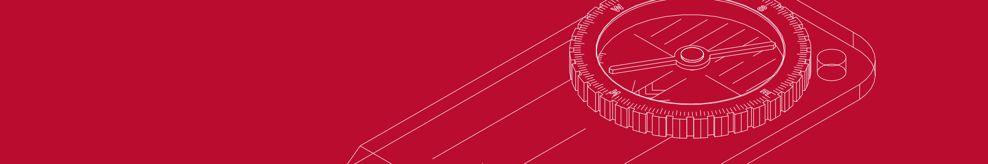 Technical drawing of a compass