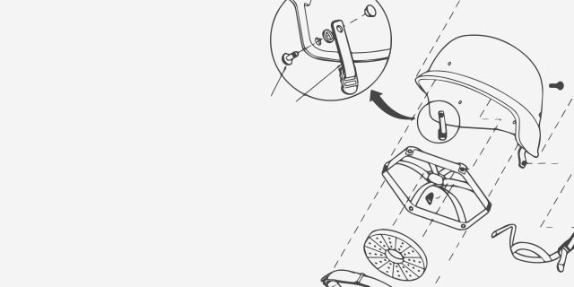 Technical drawing of a safety helmet