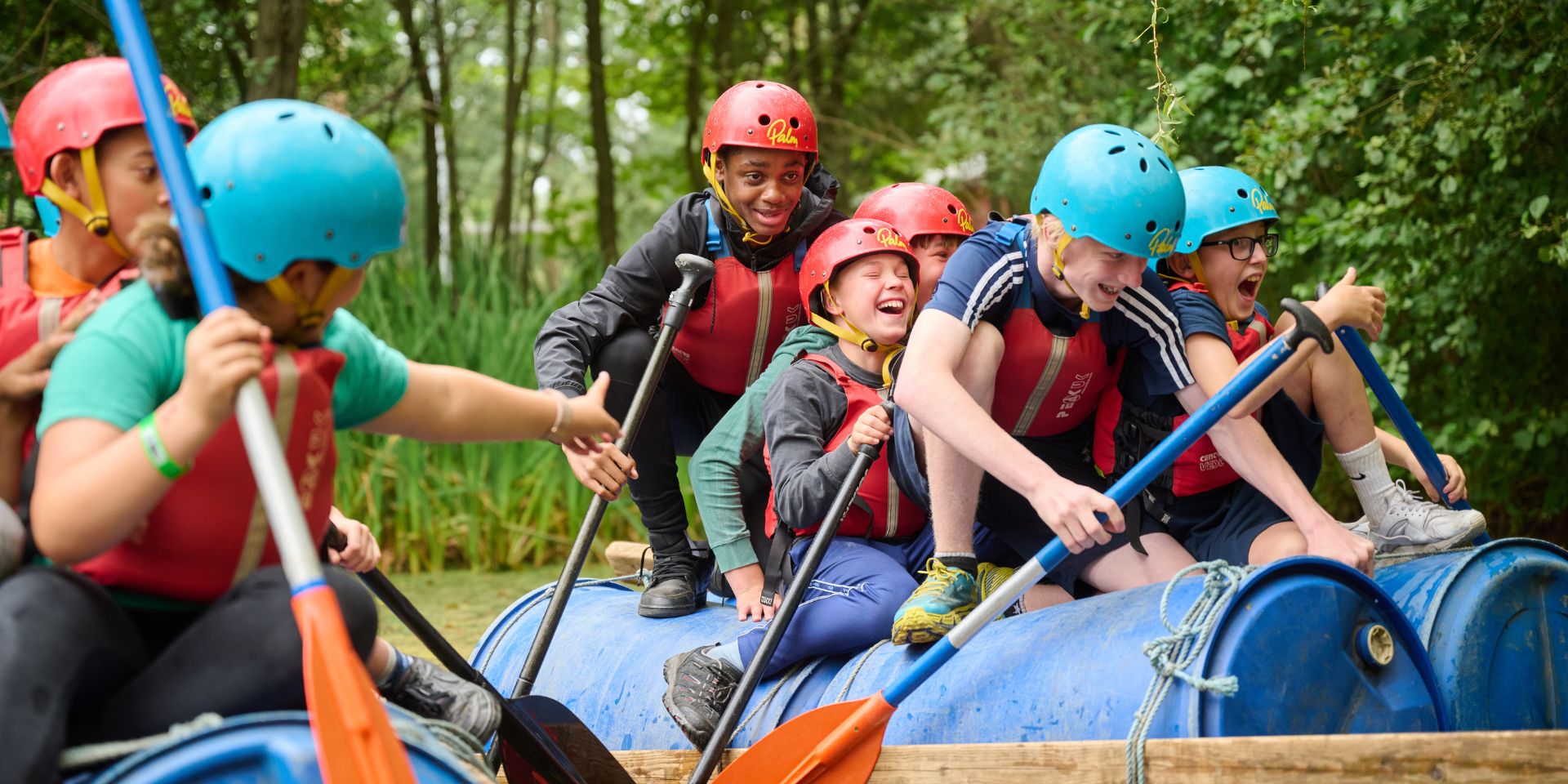 Young People Rafting