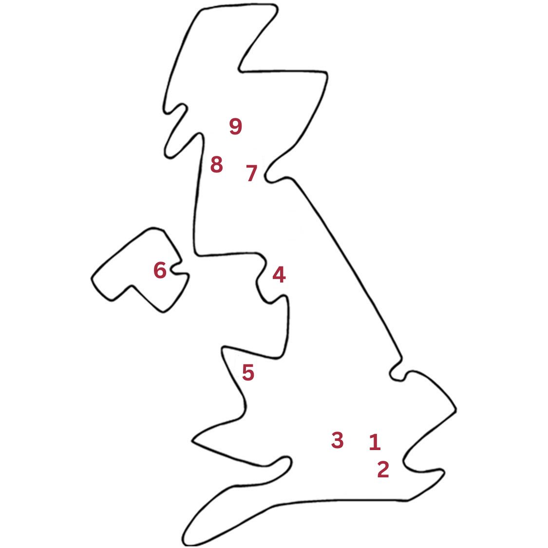 Outline map of the United Kingdom
